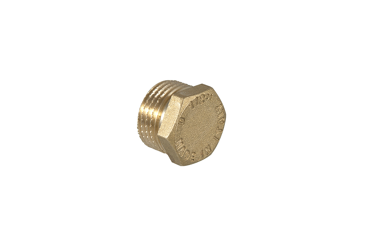 Brass male cap yellow