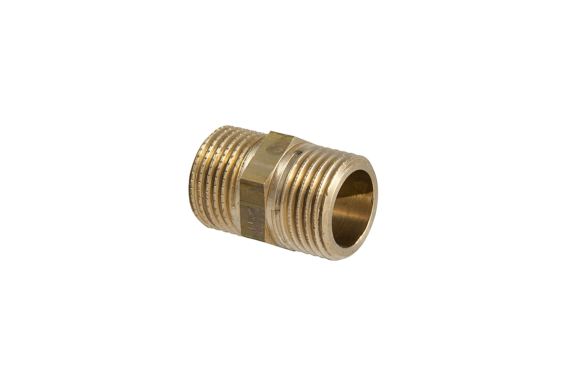 Heavy Brass long double nipple m/m yellow