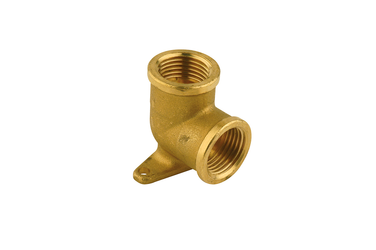 Brass wall plate elbow 90° f/f yellow